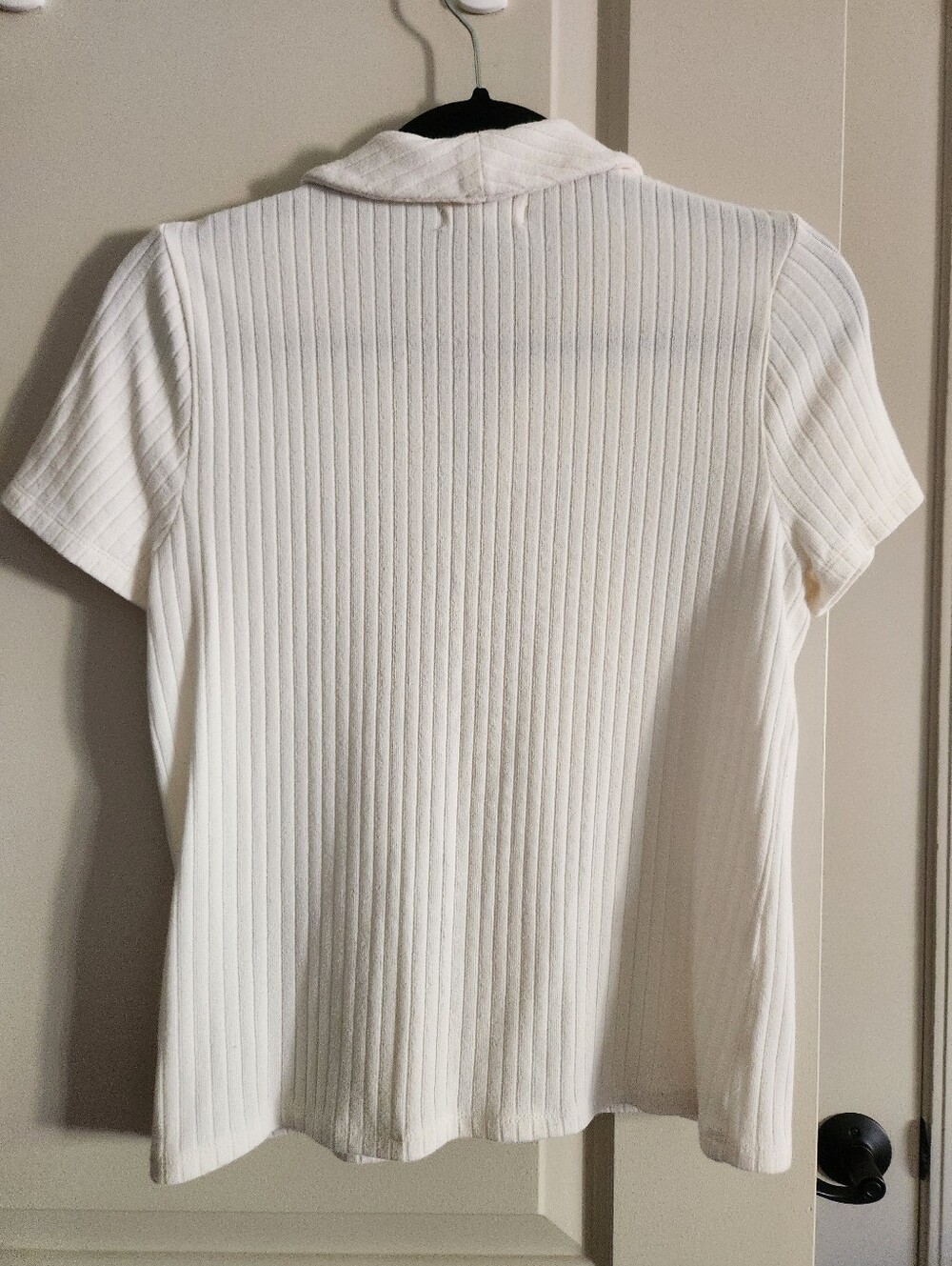 Cream Ribbed Polo Button-Front Tee - Picture 4 of 4